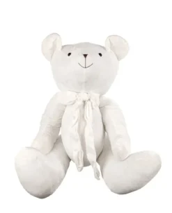 Orsetto Di Velluto 40Cm Bianco Per Decorazioni Di Natale