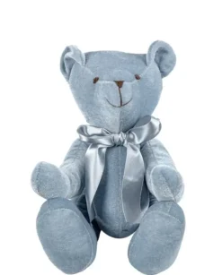 Orsetto Di Velluto 40Cm Blu Per Decorazioni Di Natale