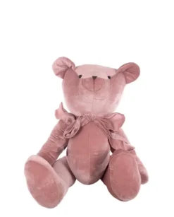 Orsetto Di Velluto 40Cm Rosa Per Decorazioni Di Natale