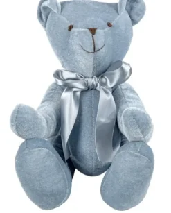 Orsetto Velluto 50Cm Blu Per Decorazioni Di Natale
