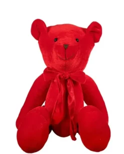Orsetto Velluto 50Cm Rosso Per Decorazioni Di Natale