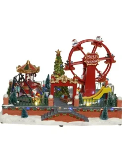 Paesaggio, Villaggio, Giostrina, Lunapark Con Luci Movimento E Suoni