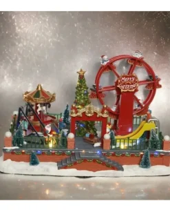 Paesaggio, Villaggio, Giostrina, Lunapark Con Luci Movimento E Suoni