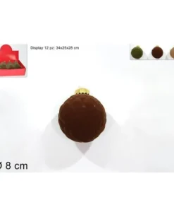 Palla 8Cm Floccata Rombi Marrone/Verdone