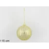 Palla Di Vetro Rigata Oro O15Cm Per Albero Di Natale 1Pz