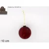 Palla Sfera Di Vetro Marmorizzata Rossa 100Mm 9Pz Per Albero Di Natale