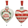 Pallina Cuore Di Vetro Decorato 80Mm Per Albero Di Natale 2Pz