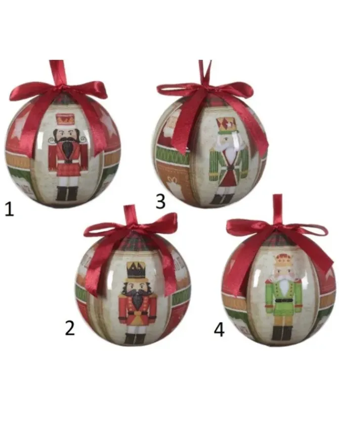 Pallina Decoro Schiaccianoci In 4 Varianti Diametro 8 Cm