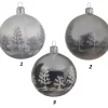 Pallina Di Vetro Decorata 80Mm 3Mod 1Pz Per Albero Di Natale