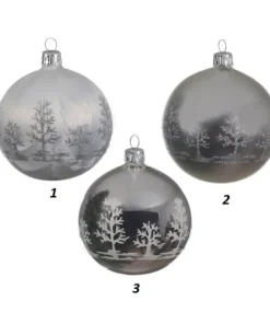 Pallina Di Vetro Decorata 80Mm 3Mod 1Pz Per Albero Di Natale