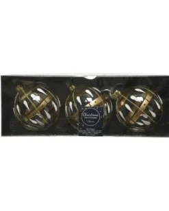Pallina Di Vetro Decorata 80Mm Per Albero Di Natale 3Pz