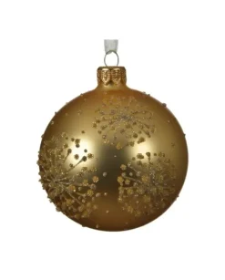 Pallina Di Vetro Decorata Oro 80Mm Per Albero Di Natale 6Pz