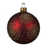 Pallina Di Vetro Decorata Rossa 80Mm Per Albero Di Natale 6Pz