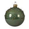 Pallina Di Vetro Decorata Verde 80Mm Per Albero Di Natale 6Pz