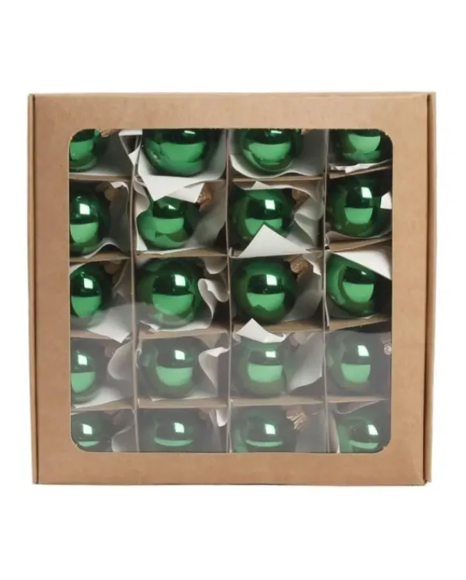 Pallina Di Vetro Lucida Verde 30Mm Per Albero Di Natale 1Pz