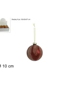 Pallina In Vetro 100 Mm Marmorizzata Rossa 1Pz