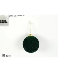 Pallina Per Albero Di Natale Con Velluto Verde 10 Cm