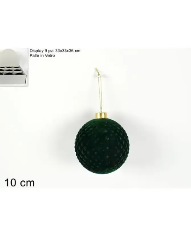 Pallina Per Albero Di Natale Con Velluto Verde 10 Cm