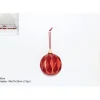 Pallina Rossa In Vetro E Velluto Con Glitter Oro Con Rombi Dia 8 Cm Cf 12Pz
