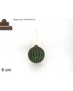 Pallina Sfera Di Vetro 8Cm Verde Opaca Per Albero Di Natale 1Pz