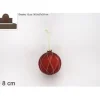 Pallina Sfera Di Vetro Con Rombi Rossa O8Cm Per Albero Di Natale