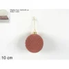 Pallina Sfera Di Vetro Con Velluto Rosa 100Mm Per Albero Di Natale