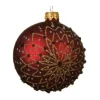 Pallina Sfera Di Vetro Decorata A Mano Rossa 80Mm 6Pz Per Albero Di Natale