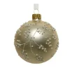 Pallina Sfera Di Vetro Decorata A Mano Oro Opaco 80Mm 6Pz Per Albero Di Natale