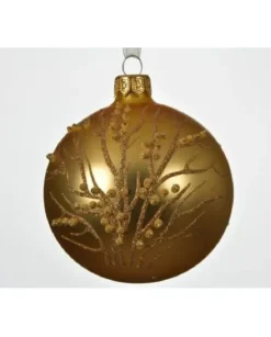 Pallina Sfera Di Vetro Decorata A Mano Oro 80Mm 6Pz Per Albero Di Natale