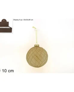 Pallina Sfera Di Vetro Decorata Oro O10Cm Per Albero Di Natale 1Pz