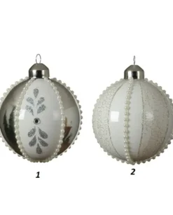 Pallina Sfera Di Vetro Decorata 80Mm 1Pz Per Albero Di Natale