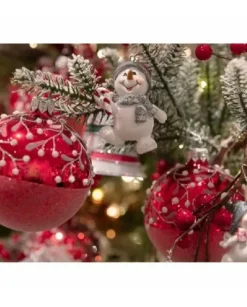 Pallina Sfera Di Vetro Decorata A Mano Rossa 80Mm 6Pz Per Albero Di Natale