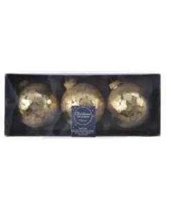 Pallina Sfera Di Vetro Decorata Con Paillettes 80Mm 3Pz Per Albero Di Natale