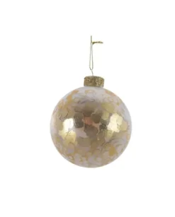 Pallina Sfera Di Vetro Decorata Con Paillettes 80Mm 3Pz Per Albero Di Natale