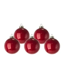 Pallina Sfera Di Vetro Liscia Rossa 60Mm 6Pz Per Albero Di Natale