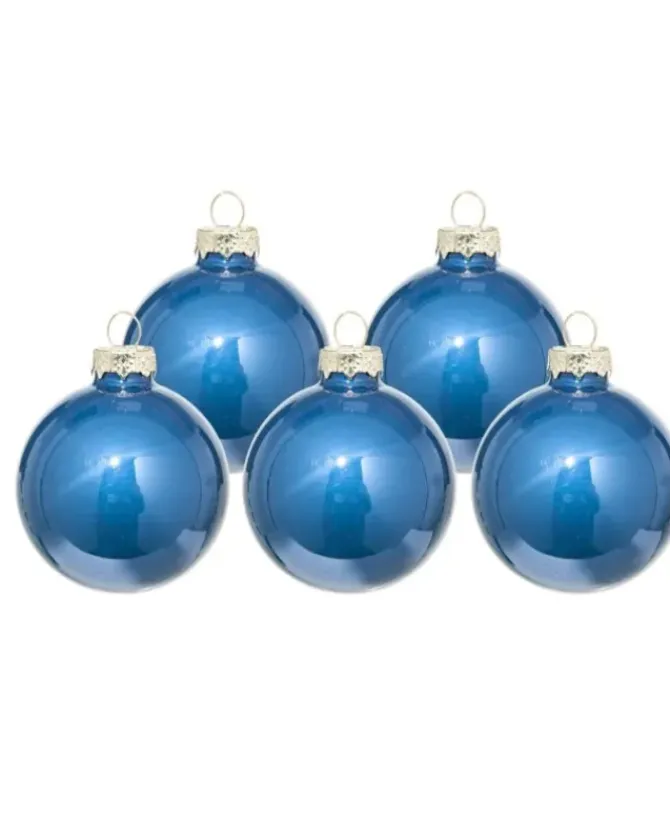 Pallina Sfera Di Vetro Liscia 150Mm Blu Per Albero Di Natale