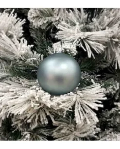 Pallina Sfera Di Vetro Liscia Verde Petrolio Per Albero Di Natale