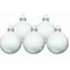 Pallina Sfera Di Vetro Liscia Bianco 80Mm 6Pz Per Albero Di Natale