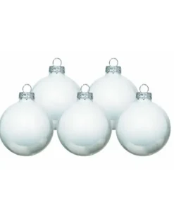 Pallina Sfera Di Vetro Liscia Bianco 80Mm 6Pz Per Albero Di Natale