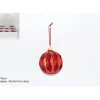 Pallina Sfera Di Vetro O10Cm Con Velluto Rosso Per Albero Di Natale
