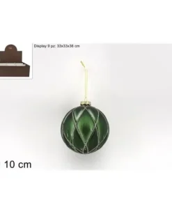 Pallina Sfera Di Vetro O10Cm Con Rombi Verde 1Pz
