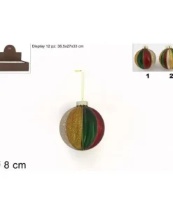 Pallina Sfera Di Vetro O8Cm Multicolor Per Albero Di Natale
