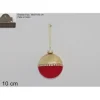 Pallina Sfera Di Vetro Oro Con Velluto Rosso 100Mm 9Pz Per Albero