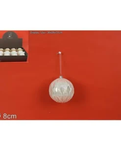 Pallina Sfera Di Vetro Perla O8Cm Per Albero Di Natale 1Pz