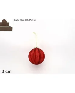 Pallina Sfera Di Vetro Rossa Con Glitter O8Cm 1Pz