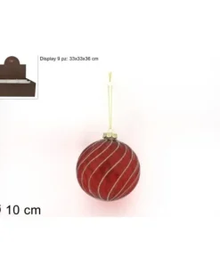 Pallina Sfera Di Vetro Rossa O10Cm Per Albero Di Natale 1Pz
