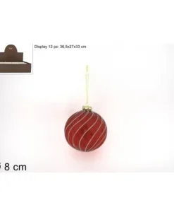 Pallina Sfera Di Vetro Rossa O8Cm Per Albero Di Natale 1 Pz