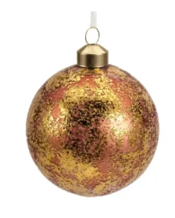 Pallina Sfera In Vetro Decorata Con Finitura In Oro