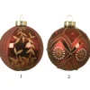 Pallina Sfera In Vetro Rosso Scuro Con Litter Oro 8 Cm