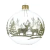 Pallina Sfera Trasparente Con Decoro Cervo Glitterato